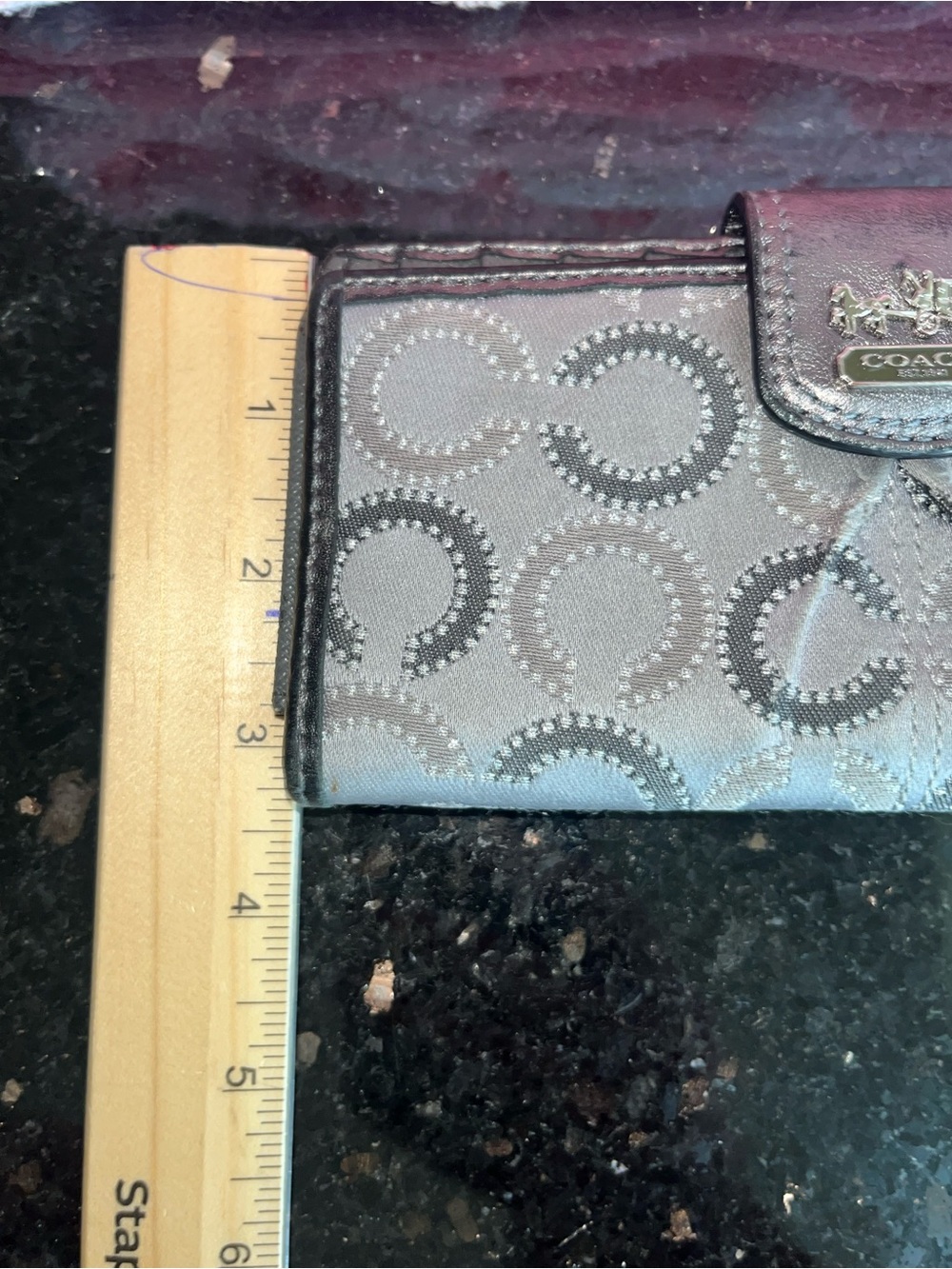 Coach Op Art Pewter & Silver Long Wallet with Horse & Carriage - Picture 7 of 7